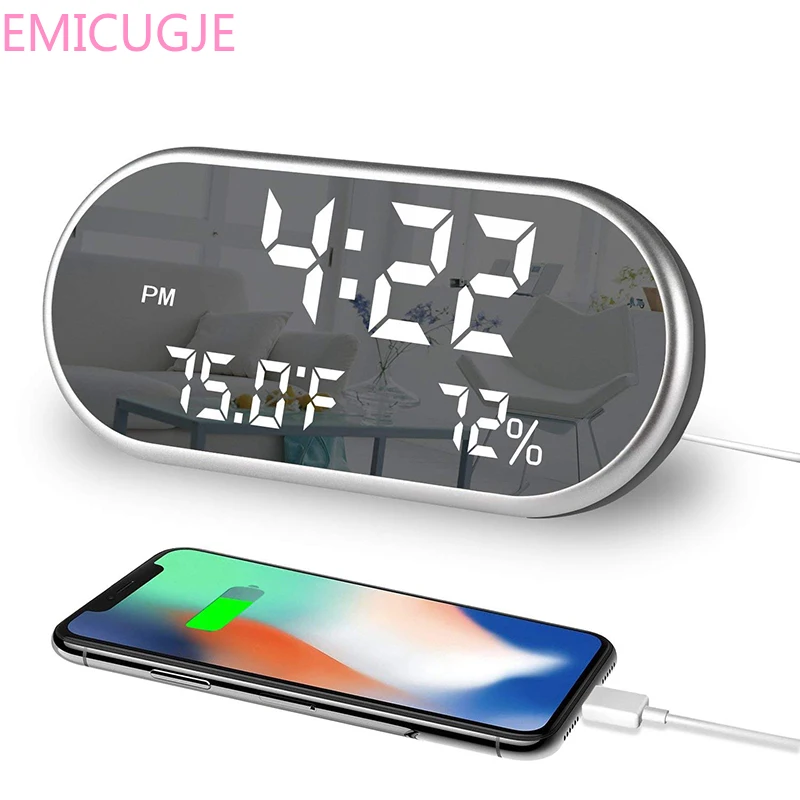 

LED Digital Alarm Clock Electronic Table Watch Desk Nixie Clock With Gifts Mirror Style Desk Clock With Big Number