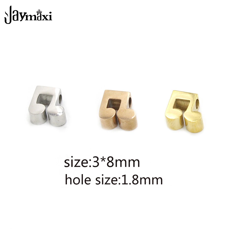 Jaymaxi Mirror Polished Music Note Beads 1.8mm Hole Stainless Steel Charms DIY Making Jewelry 3*8mm Wholesales 20piece/lot Jaymaxi Mirror Polished Music Note Beads 1.8mm Hole Stainless Steel Charms DIY Making Jewelry 3*8mm Wholesales 20piece/lot