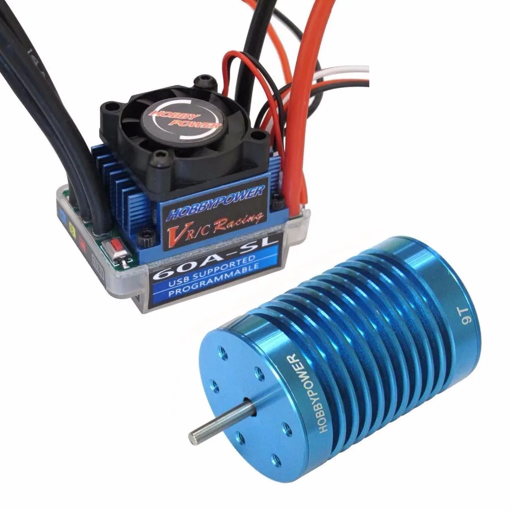 

Hobbypower Racing 60A ESC Brushless Speed Controller 3650 9T 10T 12T 13T 540 Motor for 1/10 1/12 RC Car Truck