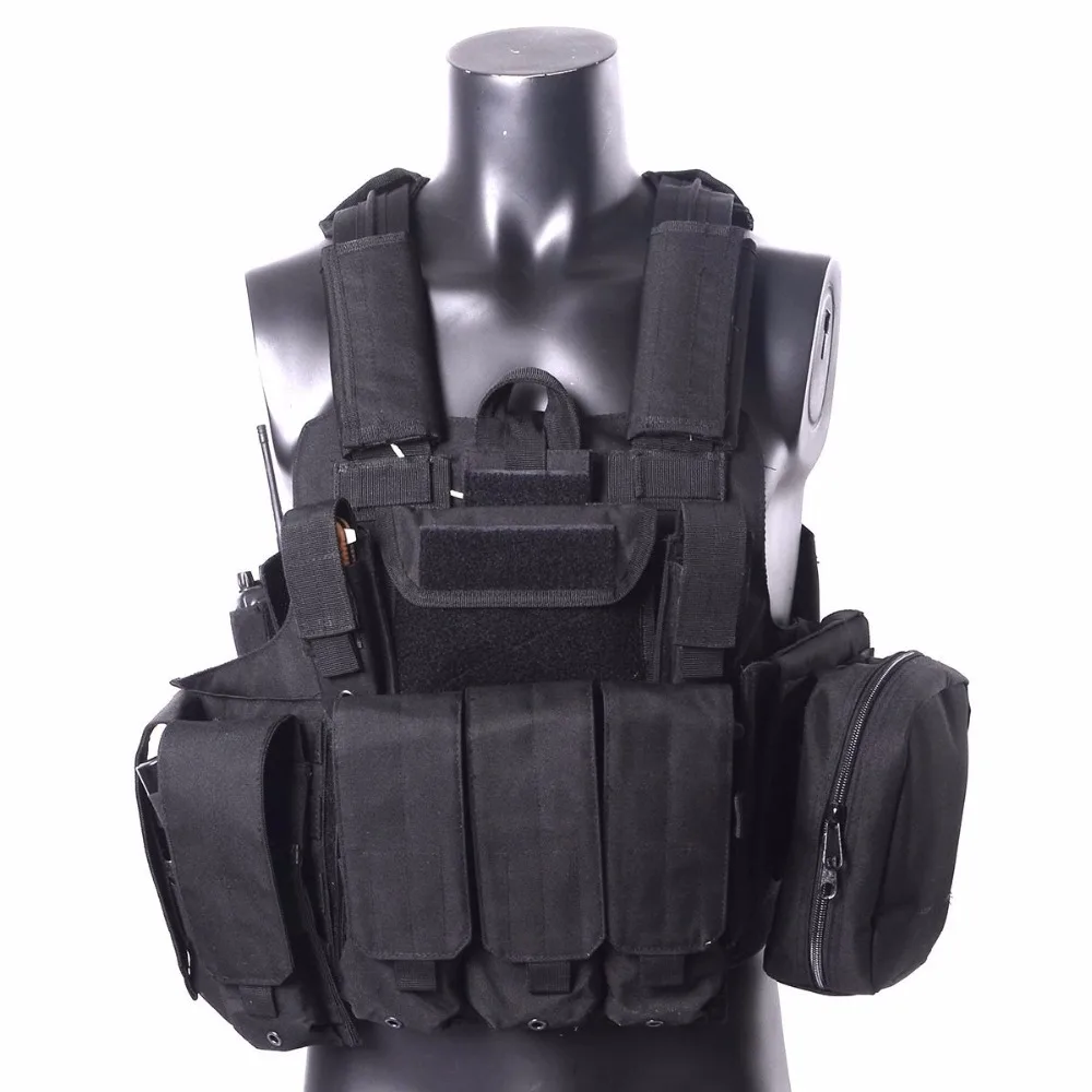 

Airsoft Tactical Military Molle Combat Assault Plate Carrier Vest With 7 Modular Pouches Hunting CS Outdoor Hunting vest