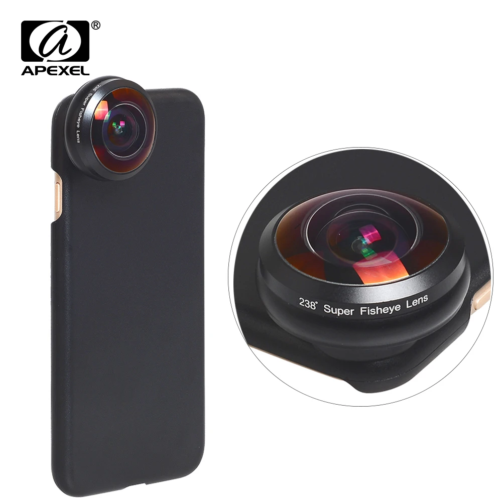 

APEXEL 238 Degree Super Fisheye Phone Lens 0.2X Full Frame Wide Angle Professional Lenses With Specific Case For Samsung S9 S8 7