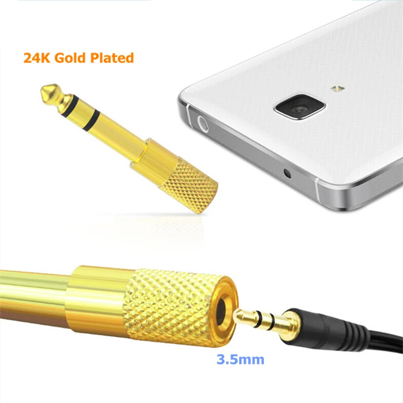 Rankman 5pcs 3.5mm to 6.5mm Adapter Connector 6.5 to 3.5 Audio AUX Converter for PC Amplifier Keyboard Mic