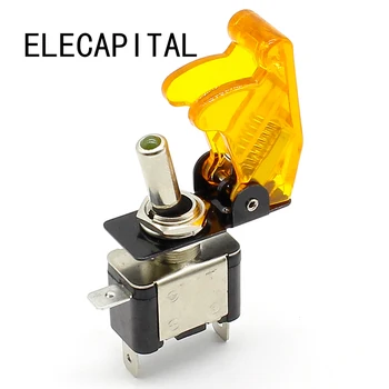 

1pcs High Quality Yellow 12V 20A Racing Car Truck Boat Cover LED Push Button Rocker Toggle Switch Control+ dust cover