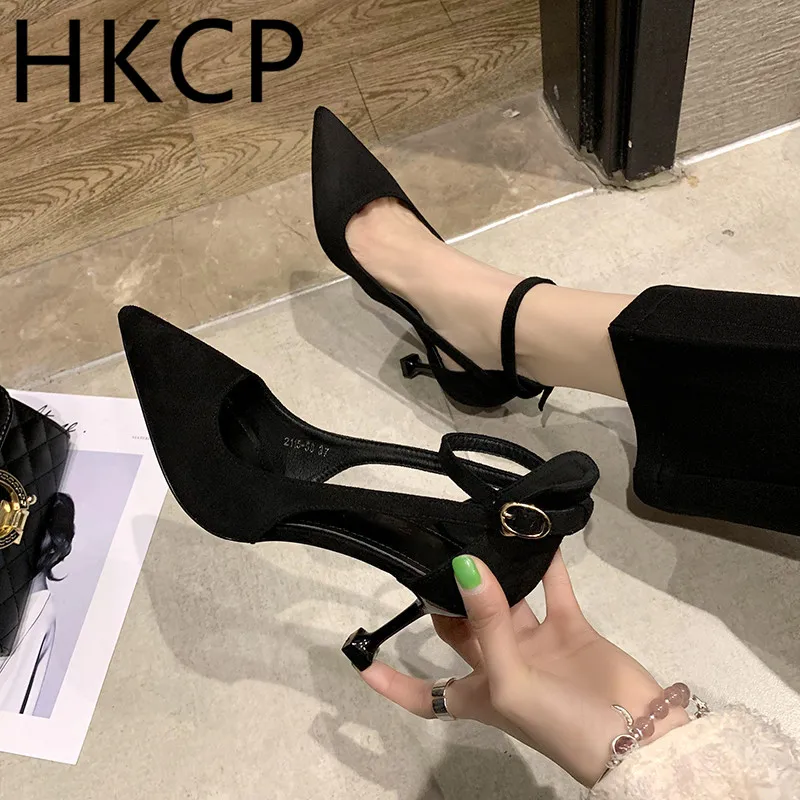 

HKCP Fashion Spring/summer 2019 new Korean version of one-button, high-heeled gladiator shoes with a pointed toe C232
