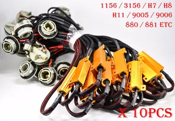 

10x 1156 3156-A 7440 50W 6ohm Gold Fuse LED Bulbs Fog Turn Brake Signal Load Resistor Wiring Canbus Error Fix Flash Blink Hyper