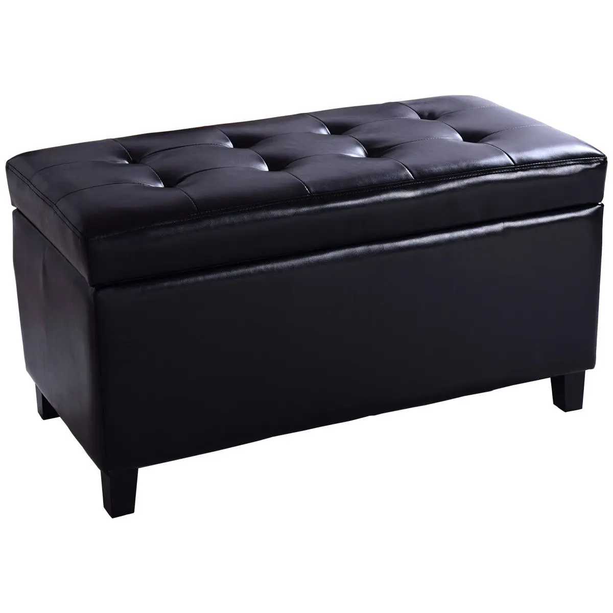 Giantex 33 5 Storage Ottoman Bench Single Footstool Living Giantex 33 5 Storage Ottoman Bench Single Footstool Living Room Pu Leather Seat Box Furniture Hw56833bk In Stools Ottomans From