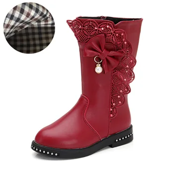 

Girls boots 2019 autumn and winter new high boots children's single boots plus velvet little girl boots fashion casual boots