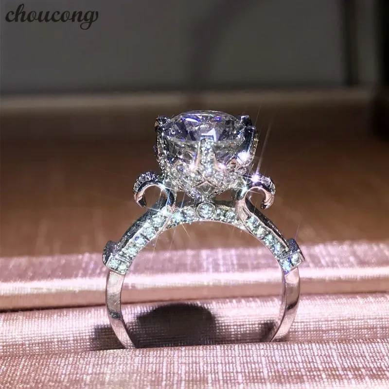 Кольцо с короной Vecalon серебро 925 пробы 3ct AAAAA Cz обручальное кольцо ювелирные