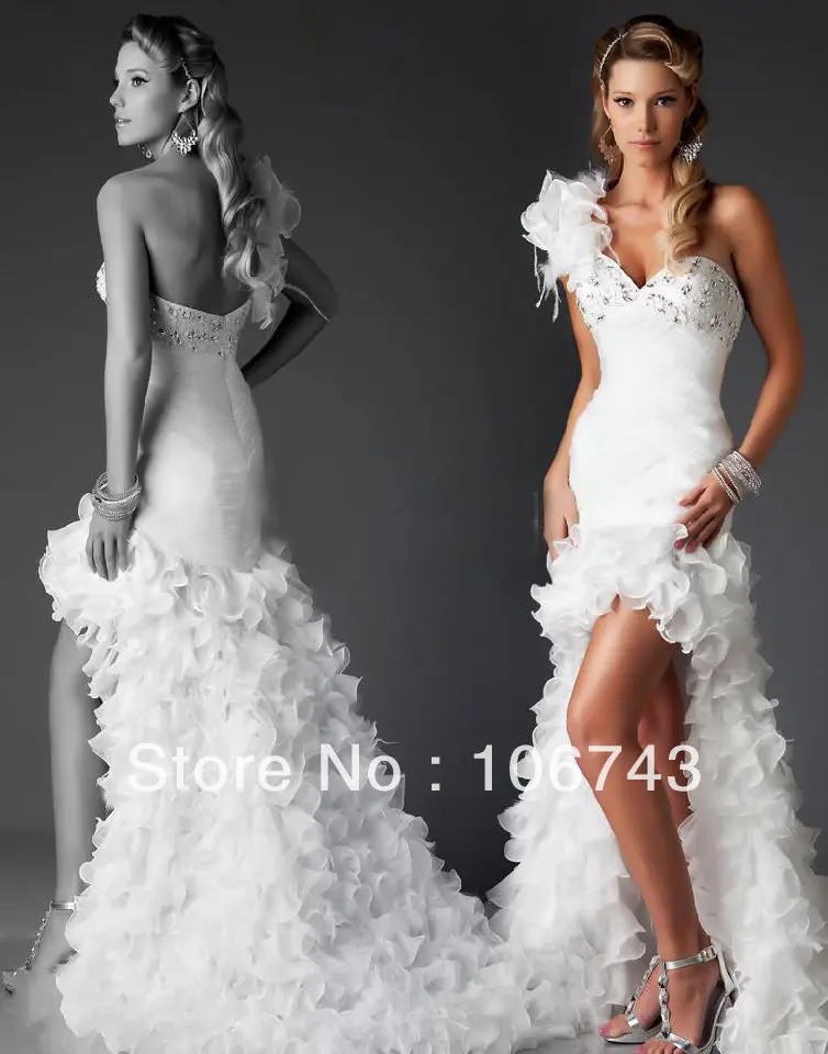 

free shipping 2018 new style best Sexy organza ruffles Custom flowers one shoulder bridal gown sweetheart bridesmaid dresses