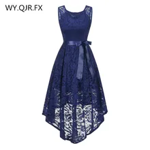 OML529Z# короткое спереди длинное сзади темно-синее вечернее платье с бантом праздничное платье для одноклассника платье для выпускного вечера модная женская одежда