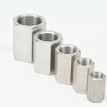 1/8" 1/4" 3/8" 1/2" 3/4" 1" BSP Female 304 Stainless Steel Hex Nut Rod Pipe Fittings Adapters Max Pressure 2.5 Mpa