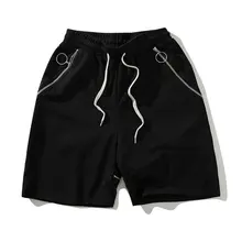 Хип-хоп летние мужские шорты Карго черные уличные с эластичной талией повседневные мужские шорты до колена на молнии Pantalon Homme