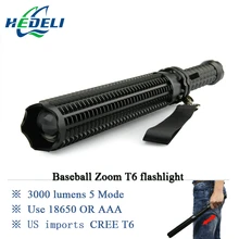lanterna powerful telescoping led cree xml t6 flashlight tactical torch baton flash light self defense 18650 OR AAA 3000 lumens