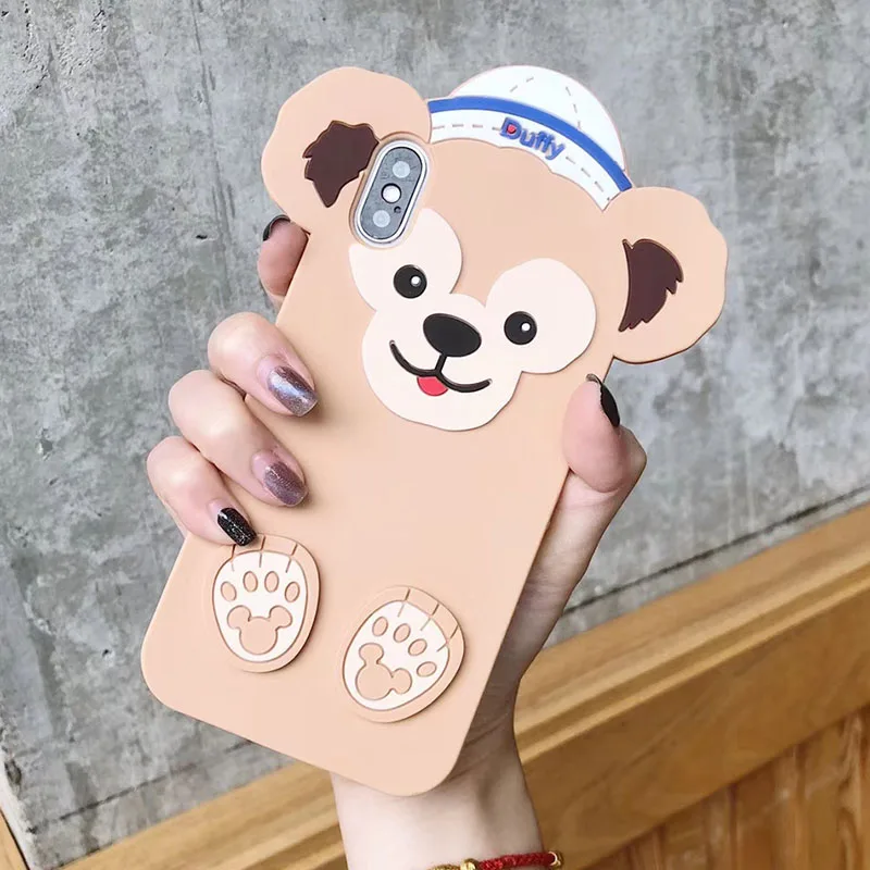 Милый мультяшный силиконовый чехол для iPhone 11 Pro Max XS XR 8 7 Plus чехол Duffy Bear чехол для телефона для iPhone 6 6s Чехол-кролик