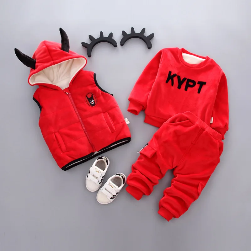 

Children Clothes Boys Clothing Sets 2018 Autumn Winter Girls Clothes Vest+T-shirt+Pant 3pcs Outfit Kids Boy Sport Suit