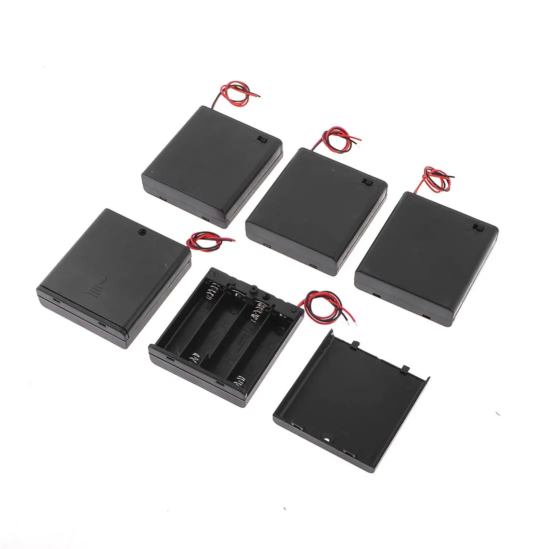

5 Pcs Plastic 2 Wire ON/OFF Switch Cases Holders for 4x1.5V AA Battery