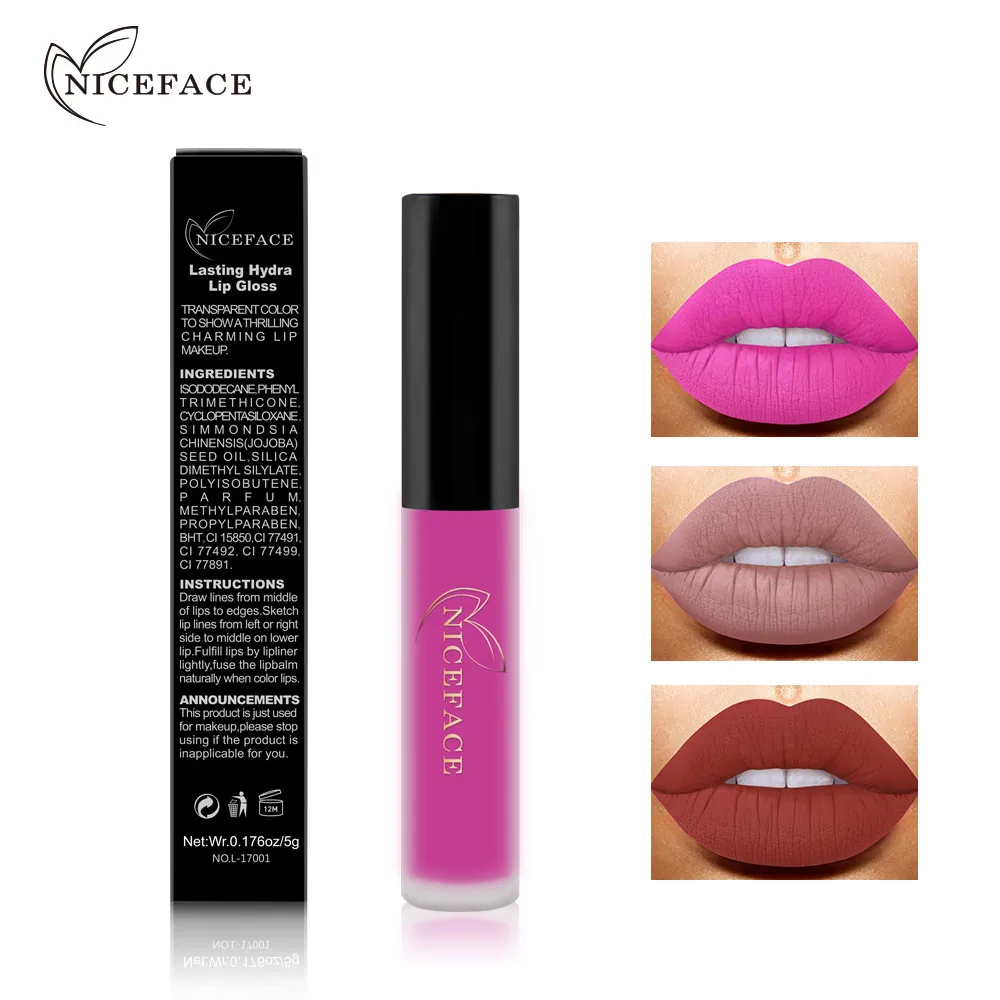 NICEFACE 1 pc Waterproof Lipstick Long Lasting Matte Liquid Lipstick Lip Gloss For Lip Cosmetics Makeup 26 Color Makeup Tools