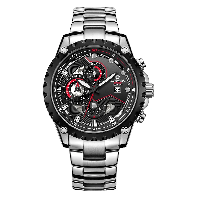 

2018 New Automatic Mechanical Men Watch Multifunction Sport Stainless Steel Quartz Men's Watch with Stop watch and Calendar 8211