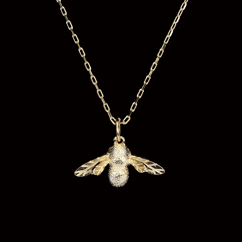 Ожерелье из стерлингового серебра 925 пробы с милой Пчелой, хорошее ювелирное изделие, Серебряная Золотая медовая пчела, массивное ожерелье с подвеской для женщин - Окраска металла: gold