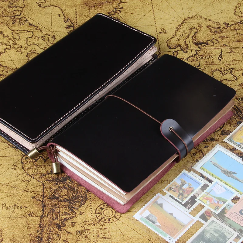 

1pc 16*9cm Notebook Handmade Journal Retro Genuine Leather Cover Business Travel Planner Calendar School Office Supplies