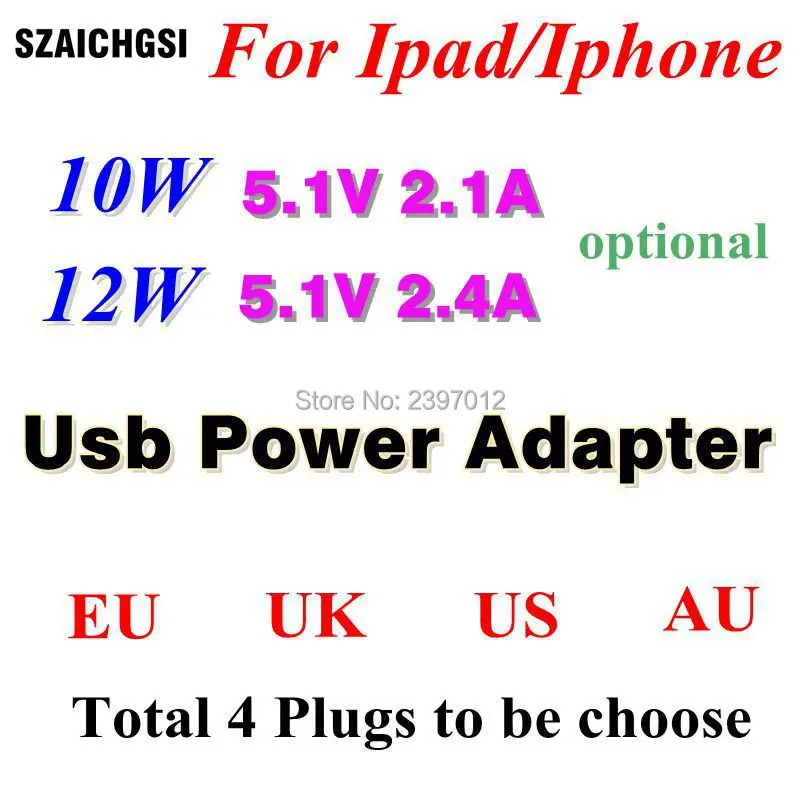 SZAICHGSI 5 1 В а 12 Вт 10 USB адаптер питания AC домашнее настенное зарядное устройство EU US