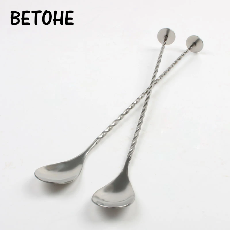 1PC Stainless Steel Threaded Bar Spoon Swizzle Stick Coffee Cocktail Mojito Wine Spoons Barware