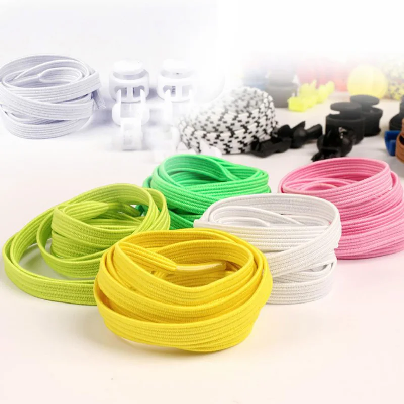 1 Pair New Products Elastic Shoelaces Without Running Laces Sport Flat  Training Sports Shoes Laces DIY Shoe for Children Colors