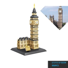 Всемирно известный Архитектура Биг Бен Лондон Англия Moc Building Block Элизабет башня Великобритания Кирпичи Модель развивающие игрушки коллекция