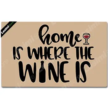 

Custom Text Printed Home is Where The Wine Is Door Mat Welcome Entrance Doormat Funny Non Slip Gate Mat Shoes Pad