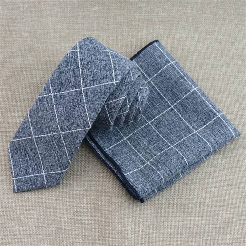  Classic Plaid Necktie Suits for Tie&Handkerchief Set Wedding Gravatas Slim Business Cravat Pocket S