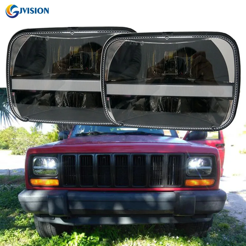 5x7 ''прямоугольный светодиодный фонарь 6x7 дюймов квадратный DRL для Jeep Wrangler YJ