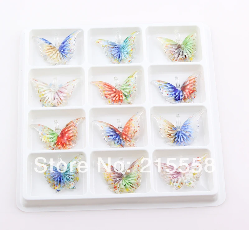 

Summer Hot Selling Butterfly Lampwork Glass Pendant Murano Glass Charms Pendant for Necklace Wholesale ZBE207