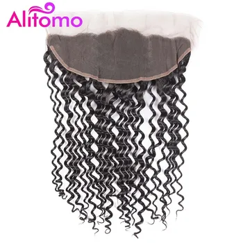 

Alitomo Indian Deep Wave Lace Closure 1 Pcs Natural Color 8-20 Inch 13*4 Non-remy 100% Human Hair Extensions Free Shipping