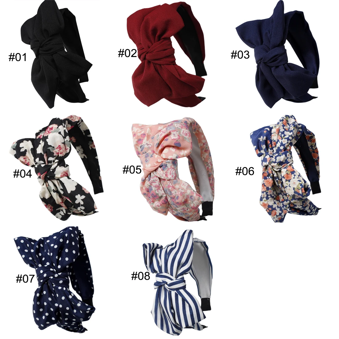 

1PC Striped Hats Women Rabbit Ear Hair Accessories Lady Knotted Bow Headband flower Floral Patterns Elastic Head Wrap hair hoop