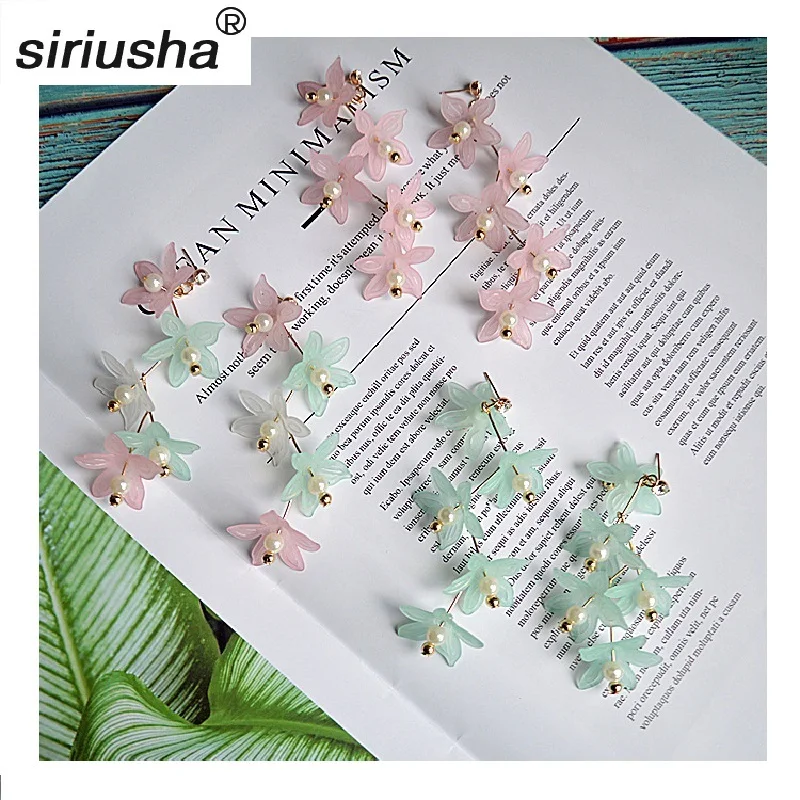 

Wholesale Spot Spring Summer New Ear Ornaments Wild Personality Fresh Earring Exaggerated Sweet Flowers Long Earrings Women S168