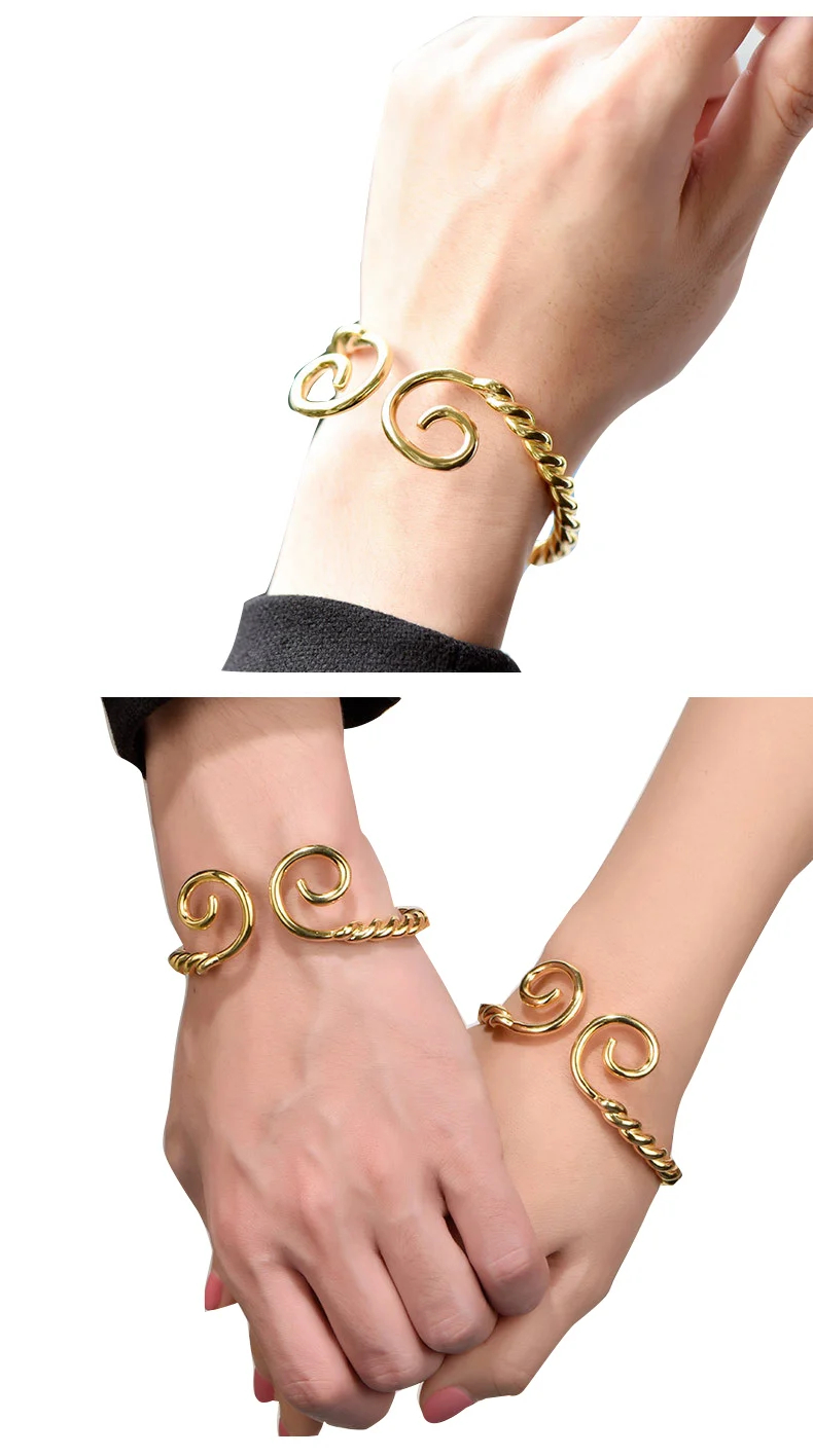Золотая Обезьяна королевские браслеты браслет Корейская мода ребристые открытые манжеты любовь браслет для пары ювелирные изделия Аксессуары для оптовой продажи
