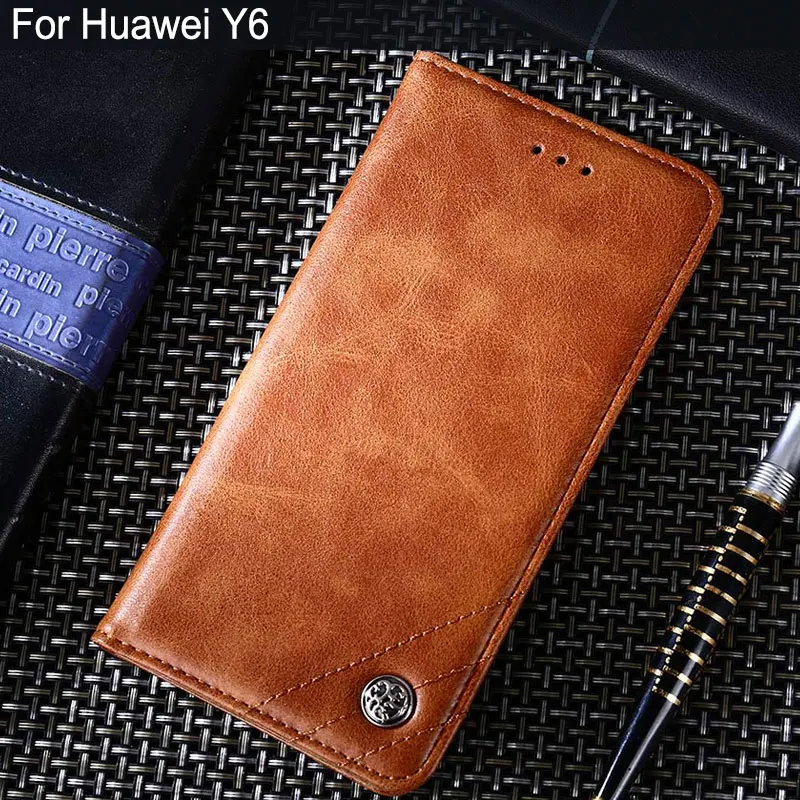 

for huawei y6 case Luxury Leather Flip cover with Stand Card Slot Vintage style Cases for huawei y6 funda Without magnets capa