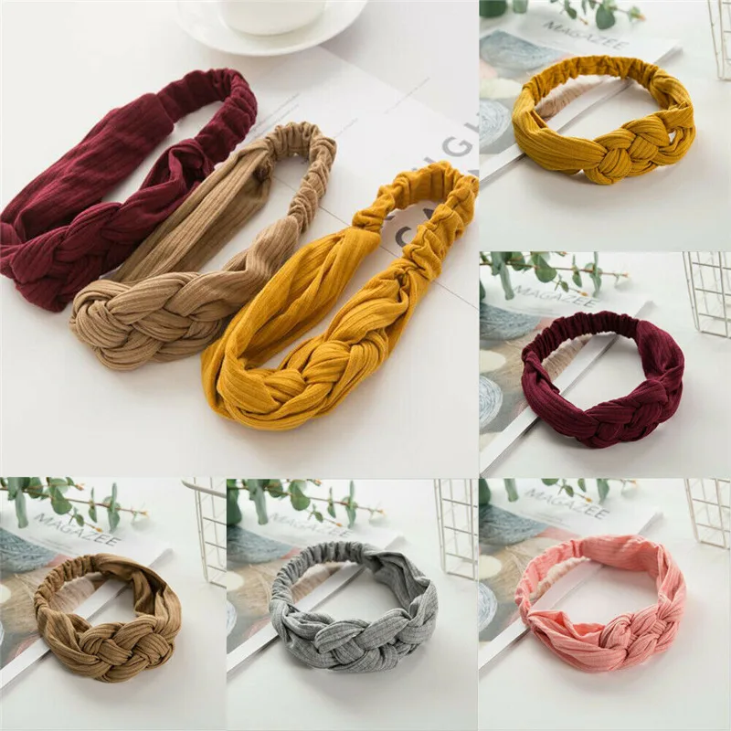 

HIRIGIN Stretchy Twist Knot Sports Suede Nonslip Headband Plain Elastic Head Hair Band Cotton Headwear