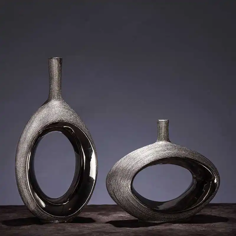 

Modern Minimalist Ceramic Vase Sculpture/Abstract Statue Floral Arrangement Hand-carved Craft Home Decorations Wedding Ornaments