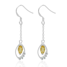Серьги с цитрином,, серьги-капли, натуральный и настоящий цитрин, серебро 925 пробы, 0.5ct* 2 шт, драгоценные камни#14100512