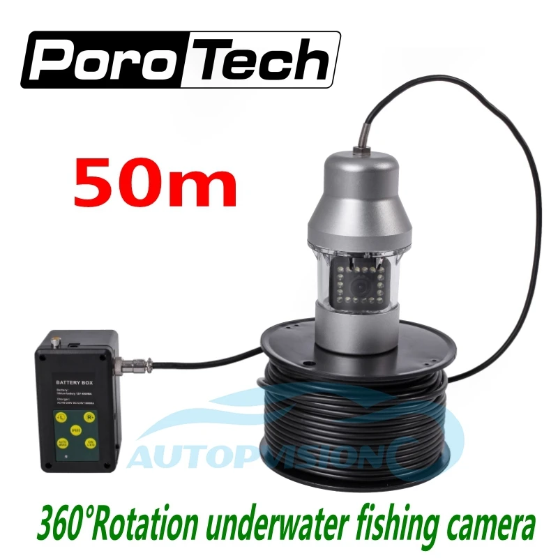 - F08S 50m Underwater Camera Fish Finder system Waterproof 1000TVL Color Video Camera 360degree Underwater Rotating Fishing Camera