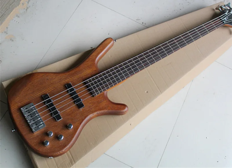 

Factory Wholesale Brown 5-String Electric Bass Guitar with Rosewood Fingerboard,Chrome Hardwares,Offer Customized