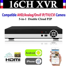 16CH канала 1080 P P2P видеорекордер наблюдения NVR AHD TVI CVI DVR+ 1080N 5 в 1 AHD для наблюдения/аналоговый/Onvif IP/TVI/камера CVI