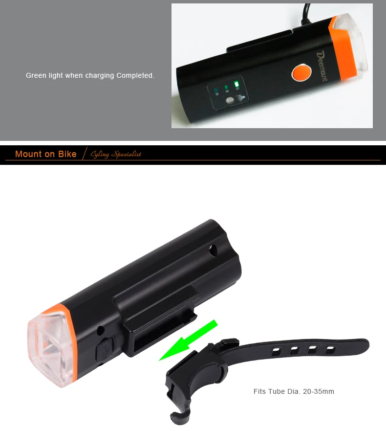 Sale Deemount Bike Front Light Induction Bicycle Bright Light USB Charging Flashlight Cycling Waterproof Torch Bike Headlight 14