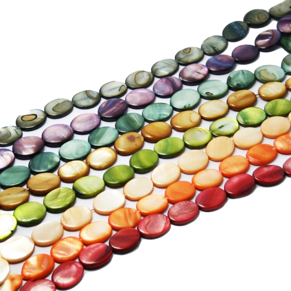 

Beadia 1 Strand 10*20mm mixed color pock Oblate Round Nature MOP Shell Beads 37cm Long DIY Jewelry Bracelets Necklaces