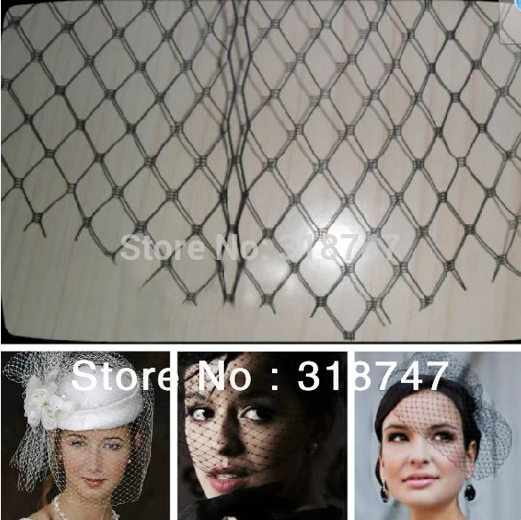 

50cm*90cm width black and white bird cage lace nettings,use for making fascinator veils ,bridal veiling H0801
