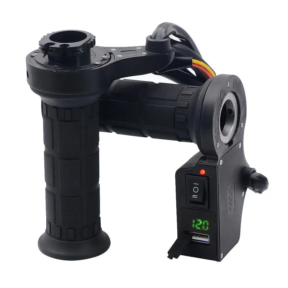 

Adeeing 3in1 Motorcycle Handlebar Electric Hot Heated Grips Handle +Voltage +USB Charger High quality Motorcycle Handlebar r30