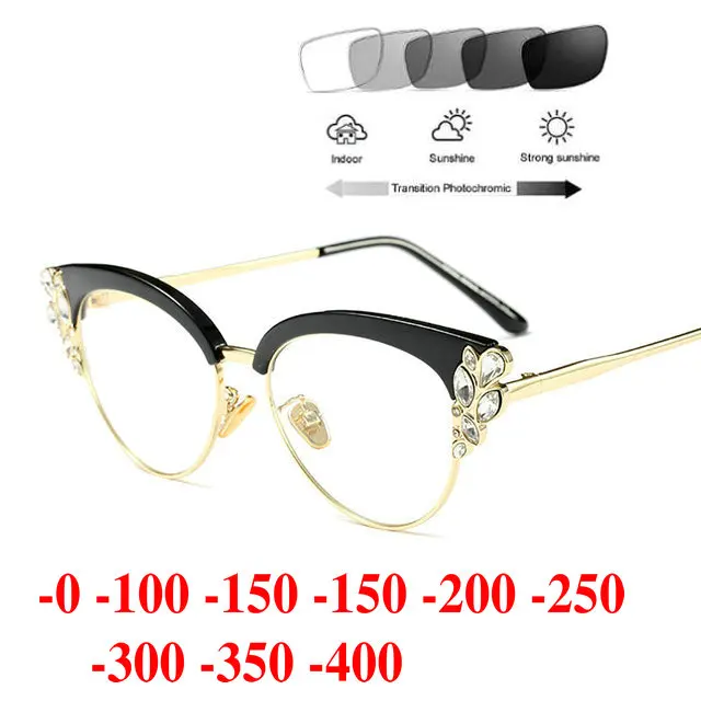 

Cat Glasses Frame men women Finished Sun Photochromic Myopia Optical Eyeglass Frames and prescription lenses Myopia Eyewear NX