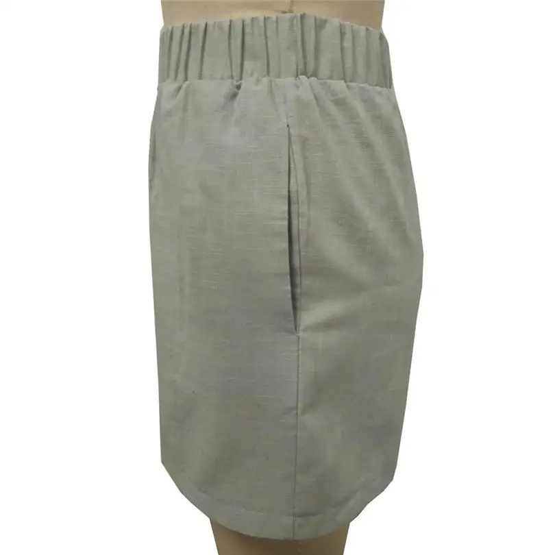 New Women Short Summer Hot Sale Beach Fashion Casual High Waist Loose Casual Cotton Linen Pockets Shorts Pants #4A19 (17)