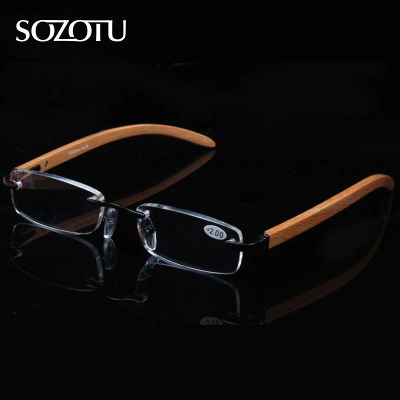 

SOZOTU Reading Glasses Men Women Slim Diopter Wooden Frame Prescription Presbyopic Eyeglasses +1.0+1.5+2.0+2.5+3.0+3.5+4.0 YQ083